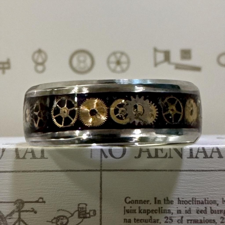 Vintage Steampunk Watch parts Inlay Ring
