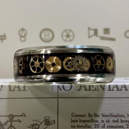 Vintage Steampunk Watch parts Inlay Ring